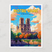 Notre Dame Frankrijk vintage reisillustratie Briefkaart (Voorkant)