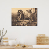 Notre Dame Gargoyle circa 1900 Poster (Keuken)