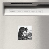 Notre Dame Gargoyle  Print Square Magnet (Insitu (Vaatwasser))