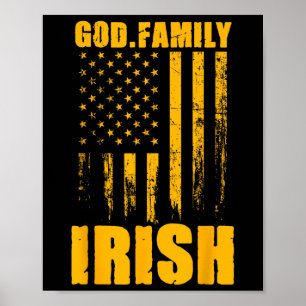 Notre Dame Iers God. Familie. Vintage Usa Vlag Poster