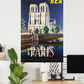  Notre Dame Kathedraal BEA Londen Reizen Poster (Thuiskantoor)