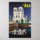  Notre Dame Kathedraal BEA Londen Reizen Poster (Voorkant)