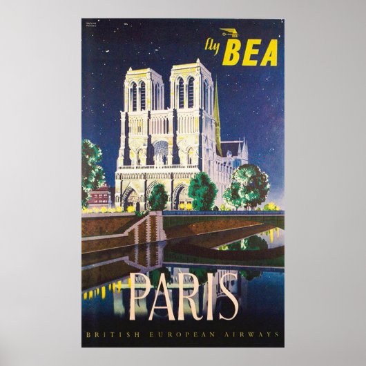  Notre Dame Kathedraal BEA Londen Reizen Poster (Voorkant)