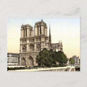 Notre Dame kathedraal c1890,  Franse prent Briefkaart