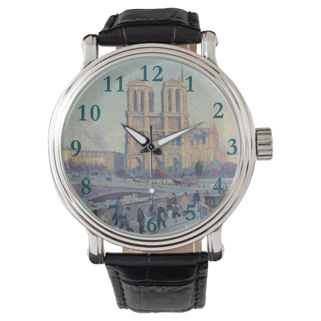 Notre Dame Kathedraal Parijs Frankrijk Classic Sch Horloge (Voorkant)