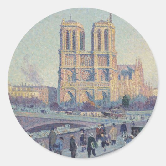 Notre Dame Kathedraal Parijs Frankrijk Classic Sch Ronde Sticker (Voorkant)