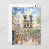Notre Dame Kathedraal Parijs Scene Art Briefkaart (Voorkant / Achterkant)