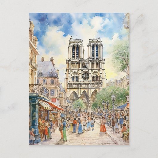 Notre Dame Kathedraal Parijs Scene Art Briefkaart (Voorkant)