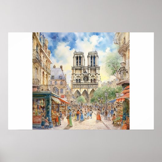 Notre Dame Kathedraal Parijs Scene Art Poster (Voorkant)