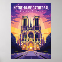 Notre-Dame kathedraal, reizen kunst poster