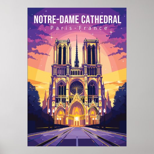 Notre-Dame kathedraal, reizen kunst poster (Voorkant)