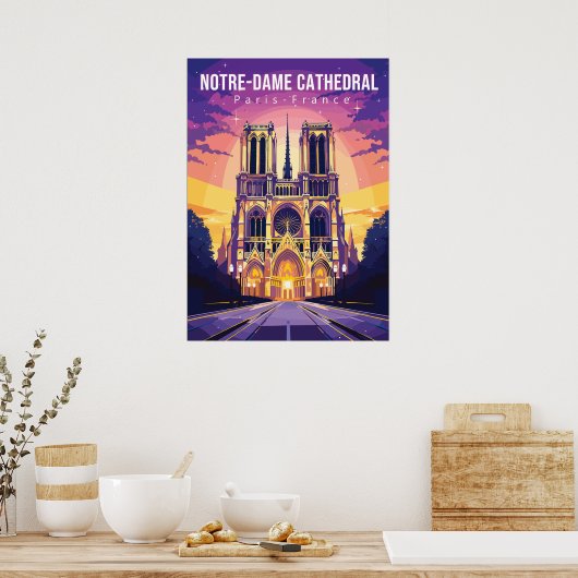 Notre-Dame kathedraal, reizen kunst poster (Keuken)