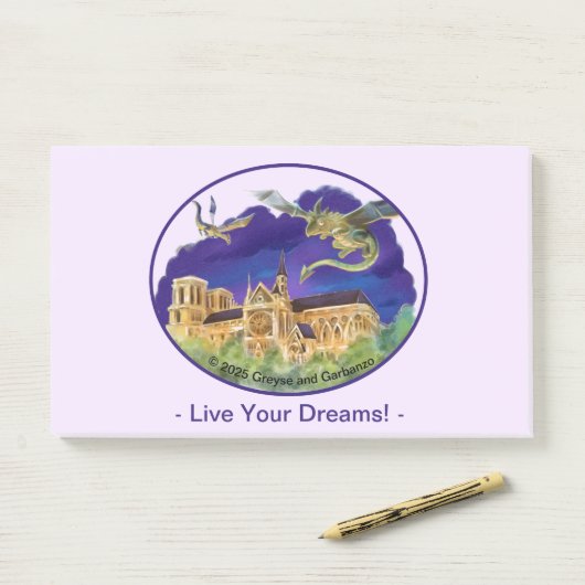 Notre Dame Notities 10 "x 6" - Dromen Post-it® Notes (Op bureau)