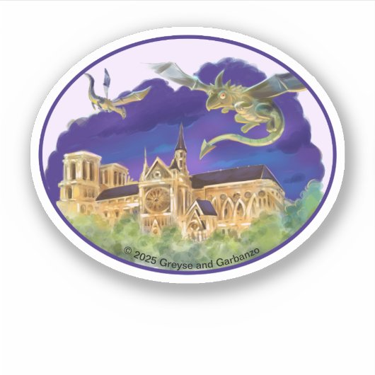 Notre Dame Ovaal Vinyl Sticker (diverse maten) (Voorkant)