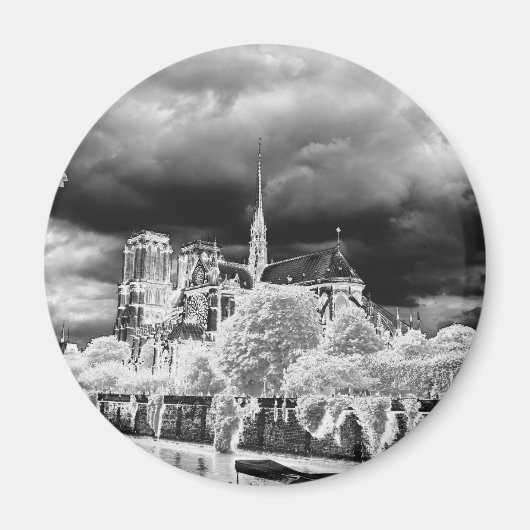 Notre Dame, Parijs 4 b&w Magneet (Voorkant)