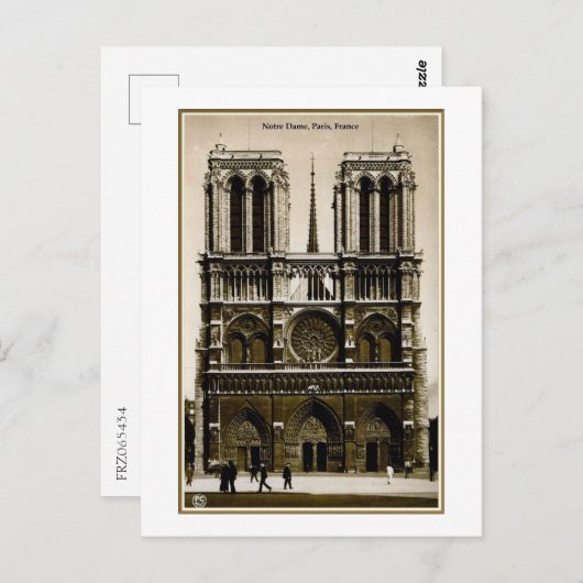 Notre Dame, Parijs, Frankrijk, Briefkaart (Voorkant / Achterkant)