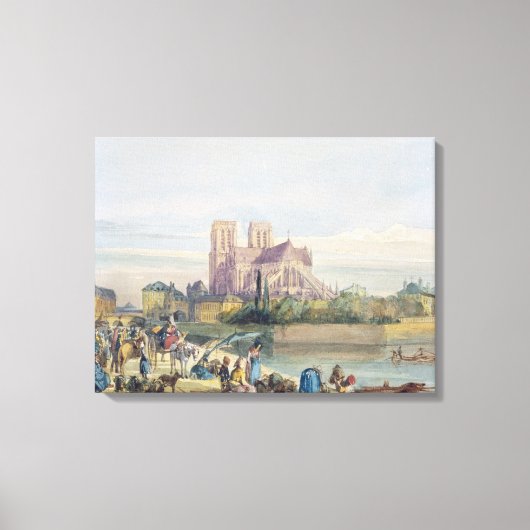 Notre Dame, Parijs (w/c op papier) Canvas Afdruk (Voorkant)