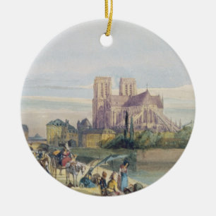 Notre Dame, Parijs (w/c op papier) Keramisch Ornament
