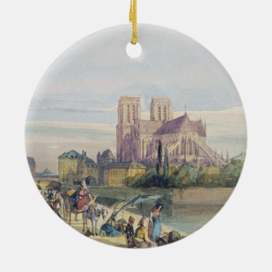 Notre Dame, Parijs (w/c op papier) Keramisch Ornament (Achterkant)