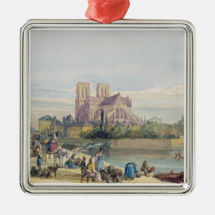 Notre Dame, Parijs (w/c op papier) Metalen Ornament