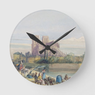 Notre Dame, Parijs (w/c op papier) Ronde Klok