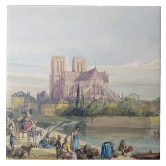 Notre Dame, Parijs (w/c op papier) Tegeltje (Voorkant)
