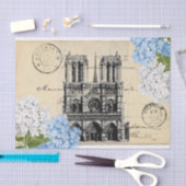 Notre Dame Paris Blue Flower Briefkaart Tissue Pap Tissuepapier (Craft)
