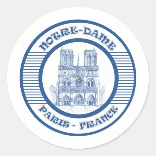 NOTRE-DAME PARIS BLUE RONDE STICKER (Voorkant)