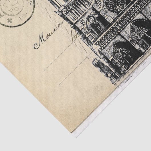 Notre Dame Paris Frans Briefkaart Weefselpapier Tissuepapier (Detail)