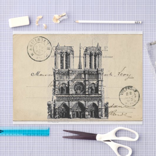 Notre Dame Paris Frans Briefkaart Weefselpapier Tissuepapier (Craft)