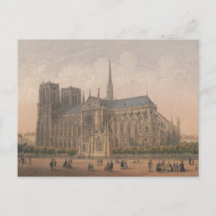 Notre Dame, Paris Lithograaf door Charles Rivière Briefkaart