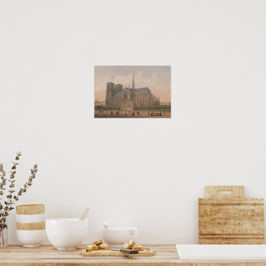 Notre Dame, Paris Lithograaf door Charles Rivière Poster (Keuken)