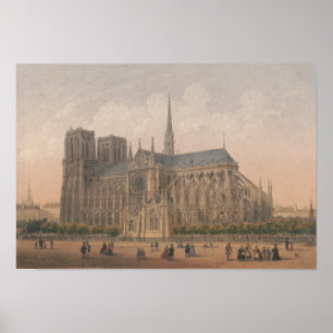 Notre Dame, Paris Lithograaf door Charles Rivière Poster