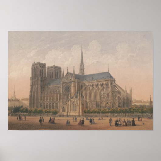 Notre Dame, Paris Lithograaf door Charles Rivière Poster (Voorkant)