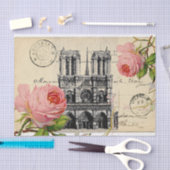 Notre Dame Paris Pink Roses Briefkaart Weefpapier Tissuepapier (Craft)