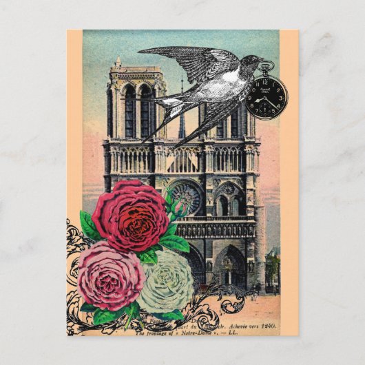  Notre Dame, Slik door, Rozen, Collage Briefkaart (Voorkant)