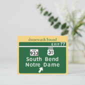 Notre Dame Snelweg Exit Ansichtkaart Briefkaart (Staand voorkant)
