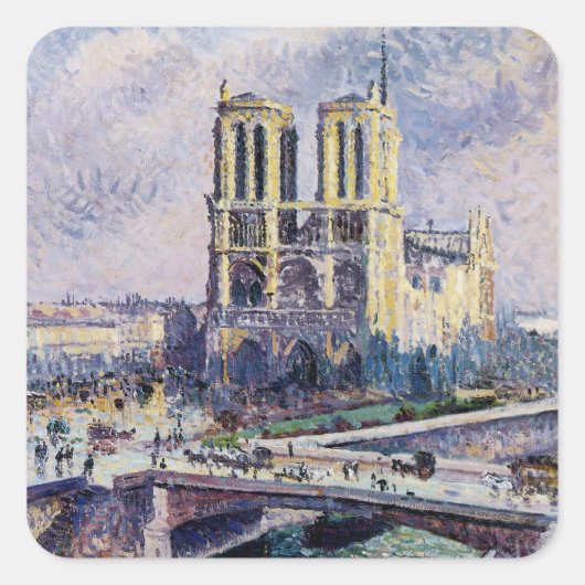 Notre Dame Vierkante Sticker (Voorkant)