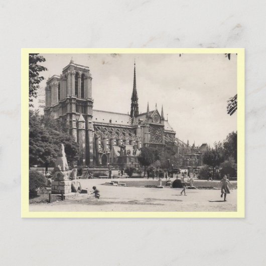 Notre Dame, Vintage Parijs Briefkaart (Voorkant)