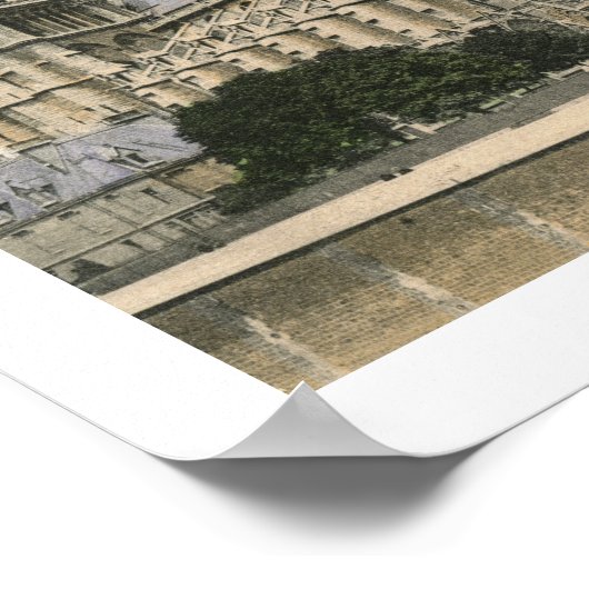 Notre Dame, Vintage Parijs Poster (Hoek)