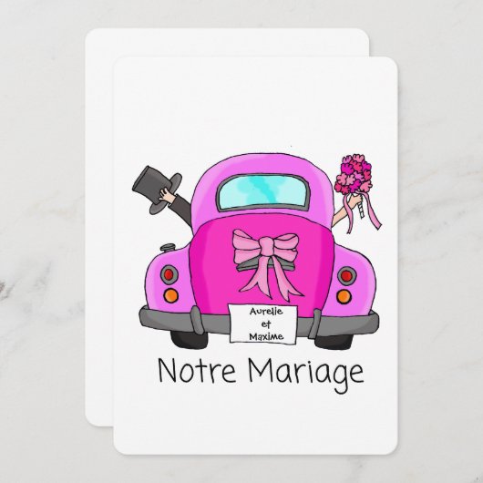 Notre Mariage - Franse trouwuitnodiging Kaart (Voorkant / Achterkant)
