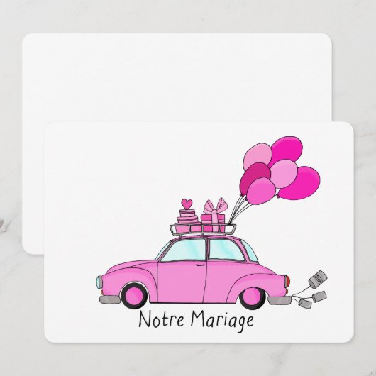 Notre Mariage - Franse trouwuitnodiging Kaart (Voorkant / Achterkant)