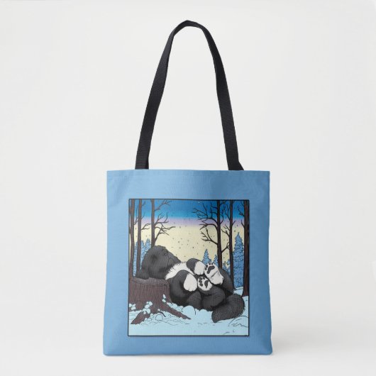 Notta Bear Cozy Winter Nap Newfoundland Puppy Tote Bag (Voorkant)