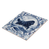 Notta Bear Delft Blue Newfoundlander Tegeltje (Zijkant)