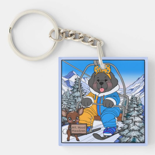 Notta Bear Mt. Hood Meadows Newfoundland Ski Lift  Sleutelhanger (Voorkant)