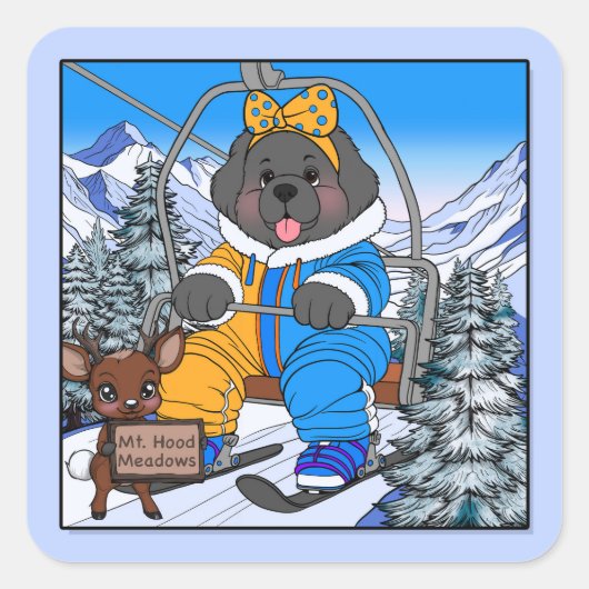 Notta Bear Mt. Hood Meadows Newfoundland Ski Lift Vierkante Sticker (Voorkant)