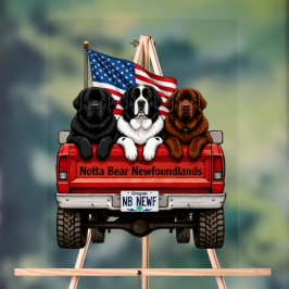 Notta Bear Newfoundlands – Patriottische Pick-up Acryl Bord
