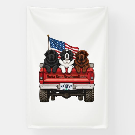 Notta Bear Newfoundlands – Patriottische Pick-up Spandoek (Verticaal)