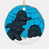 Notta Bears Newfoundland Puppy Igloo Keramisch Ornament (Achterkant)