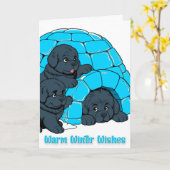 Notta Bears Puppy Igloo -Warm Winter Wishes Kaart (Gele Bloem)